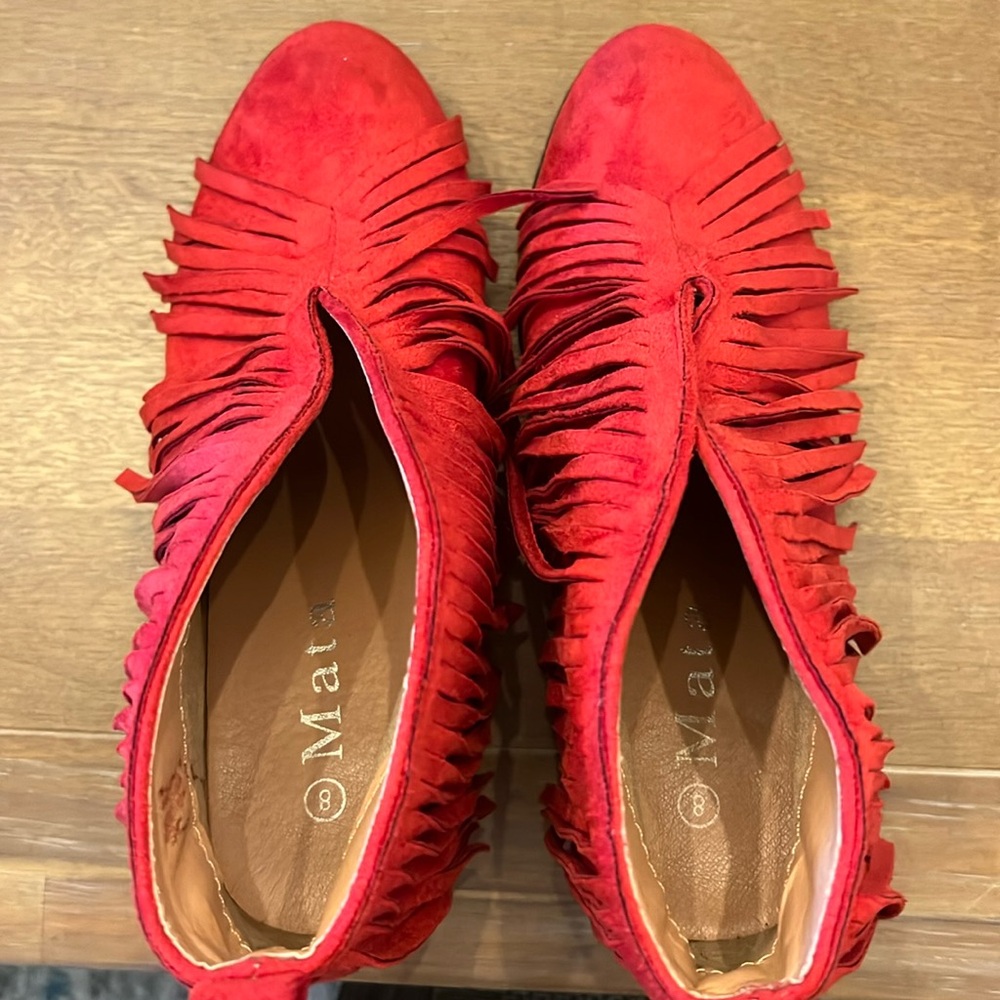 Mara red fringe booties- so cute!